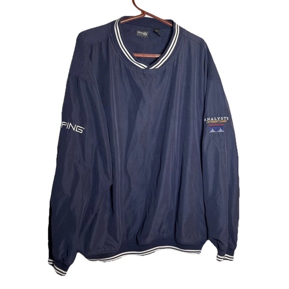 PING Collection XL Golf Pullover Jacket Lined Navy Cisco Analysts Embroidered